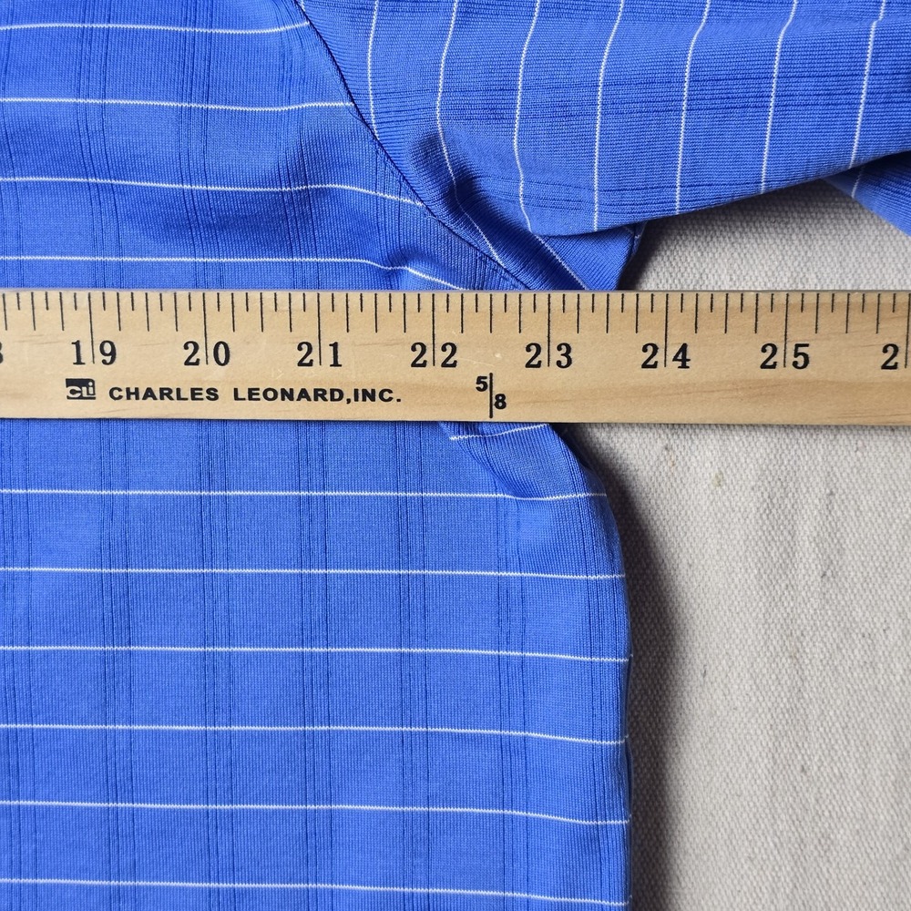 Nike Dri-FIT‎ Tiger Woods Polo Men's XL Blue Stripe Golf Shirt Snap Collar TW - Picture 3 of 12